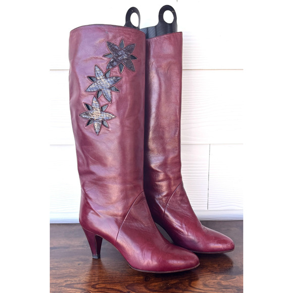 Bruno Magli Women’s Leather Tall Heeled Boots Size 9.5 (40) Burgundy• Italian - Picture 4 of 15